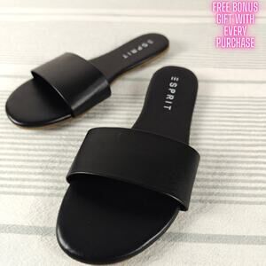 Esprit Black Slide Sandals Size 7.5M NEW Casual Flat Slip On Shoes